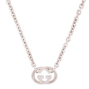 Gucci Silver Double G Logo Pendant Necklace